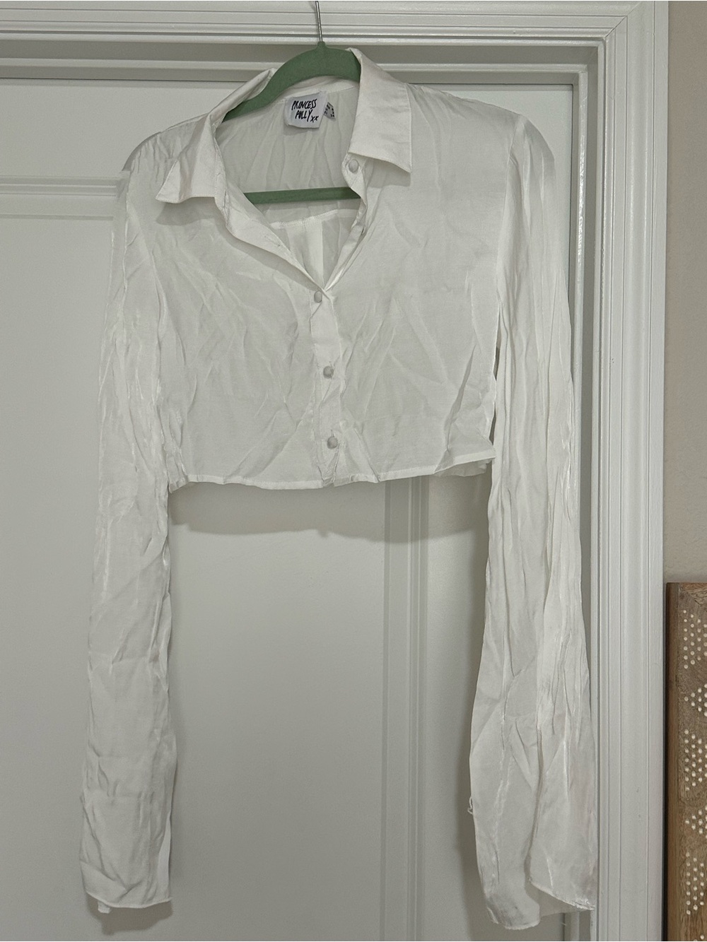 Princess Polly White Cropped Button-Front Shirt